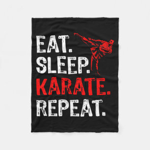 Eten Slapen Karate Herhalen Karate Speler Grappig Fleece Deken