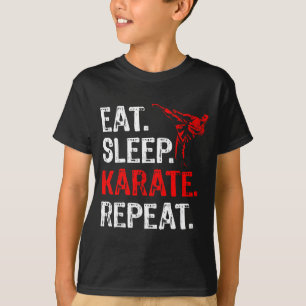 Eten Slapen Karate Herhalen Karate Speler Grappig T-shirt