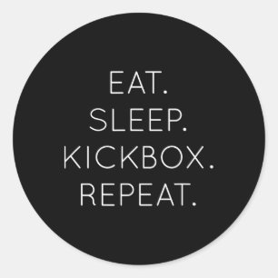 Eten Slapen Kickboksen Herhalen - Grappige Kickbok Ronde Sticker