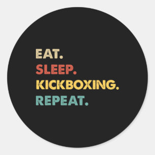 Eten Slapen Kickboksen Herhalen Grappige Kickboksl Ronde Sticker