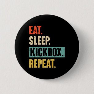 Eten Slapen Kickboksen Herhalen Retro Kickboksen B Ronde Button 5,7 Cm