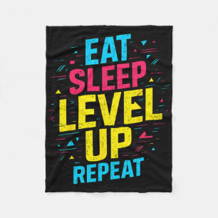 Eten Slapen Level Omhoog Herhaal Gamer Grappige Vi Fleece Deken