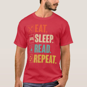 Eten Slapen Lezen Herhalen Grappige Lezende Boeken T-shirt