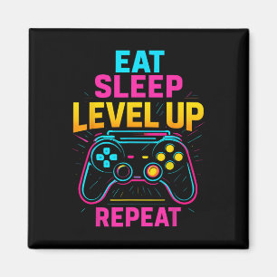 Eten Slapen Niveau Verhogen Herhalen Gamer Grappig Magneet