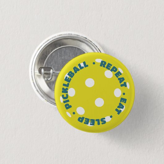 ETEN, SLAPEN, PICKLEBALL, HERHALEN RONDE BUTTON 3,2 CM (Voorkant /achterkant)