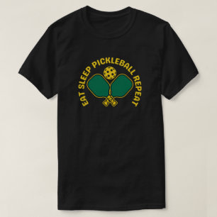 Eten Slapen Pickleball Herhalen Zwarte T-shirt