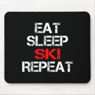 Eten slapen skiën herhalen winter bergen ski lodge muismat