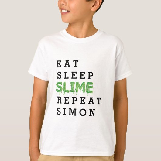 Eten, slapen, slijm, herhaald T-shirt (Voorkant)