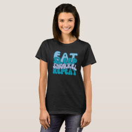 Eten, slapen, snorkelen, grappig herhalen t-shirt