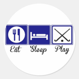 Eten, slapen, spelen - Field Hockey Ronde Sticker