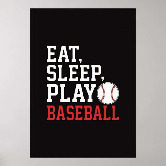 Eten Slapen Spelen Honkbal Grappige Honkbal Citaat Poster (Voorkant)