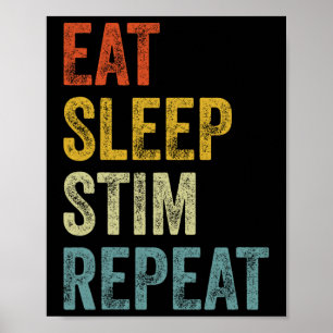 Eten Slapen Stim Herhalen Grappig Autisme Bewustzi Poster