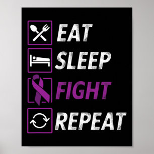 Eten Slapen Strijd Herhaal Paarse Lint Epilepsie B Poster