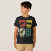 Eten Slapen Tamen Herhalen Dinosaurus Gamen Geek G T-shirt (Voorkant volledig)