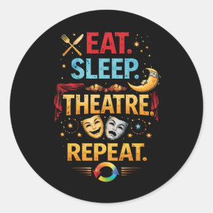 Eten, Slapen, Theater, Herhalen Ronde Sticker