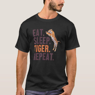 Eten Slapen Tijger Herhalen Wilde Kat Roofdier Kat T-shirt