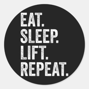 Eten Slapen Trainen Herhalen Fitness Bodybuilding Ronde Sticker