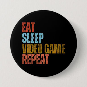 ETEN SLAPEN VIDEO GAME HERHALEN RONDE BUTTON 7,6 CM