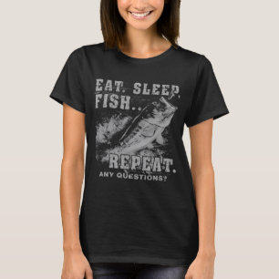 Eten Slapen Vissen Herhalen Grappige Vissen Vintag T-shirt