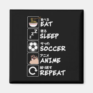 Eten Slapen Voetbal Anime Herhalen Japans Grappig Magneet