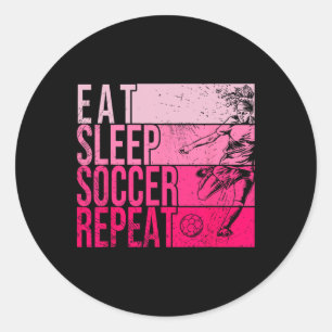 Eten Slapen Voetbal Herhalen Grappige Voetballer V Ronde Sticker