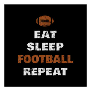 Eten Slapen Voetbal Herhalen Liefde Voetbal Vintag Perfect Poster