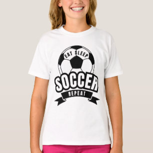 eten slapen voetbal herhalen t-shirt