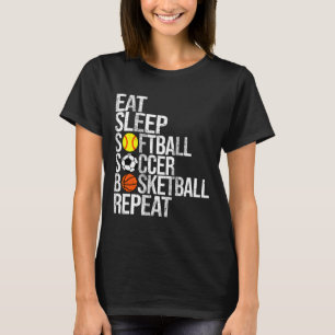 Eten Slapen Voetbal Tekenen Herhalen Grappige Spor T-shirt