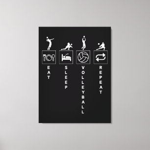 Eten Slapen Volleybal Herhalen Canvas Afdruk