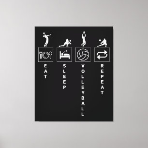 Eten Slapen Volleybal Herhalen Canvas Afdruk