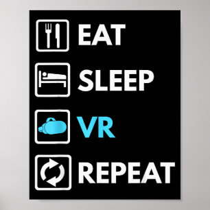 Eten Slapen Vr Herhalen Funny Vr Gamer Jongen Vr A Poster