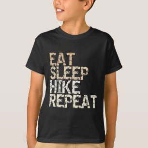 Eten Slapen Wandelen Herhalen Vintage Spreuk Desig T-shirt
