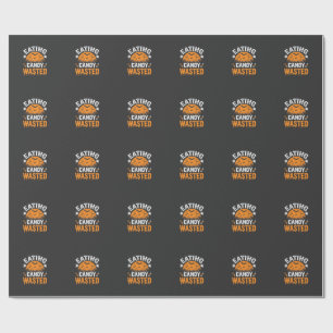 Eten van snoep verspilde Halloween-ontwerp_1 Cadeaupapier