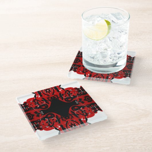 Eternal Abstract Red Black White Fluid Art Glazen Onderzetter (Schuin)