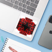 Eternal Abstract Red Black White Fluid Art Sticker (Laptop met iPhone)