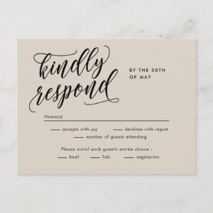 Eternal Bliss Editable Color RSVP Reply Card Briefkaart