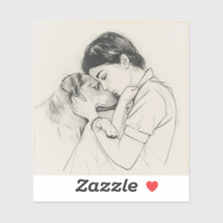 Eternal Companions: Black & White Pet Bond Paintin Sticker