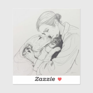 Eternal Companions: Black & White Pet Bond Paintin Sticker