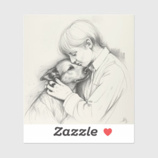 Eternal Companions: Black & White Pet Bond Paintin Sticker