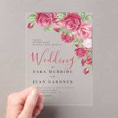 Eternal Crimson Floral Acrylic Wedding Invitation (In situ (ordinateur de poche))