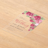 Eternal Crimson Floral Acrylic Wedding Invitation (Poser)