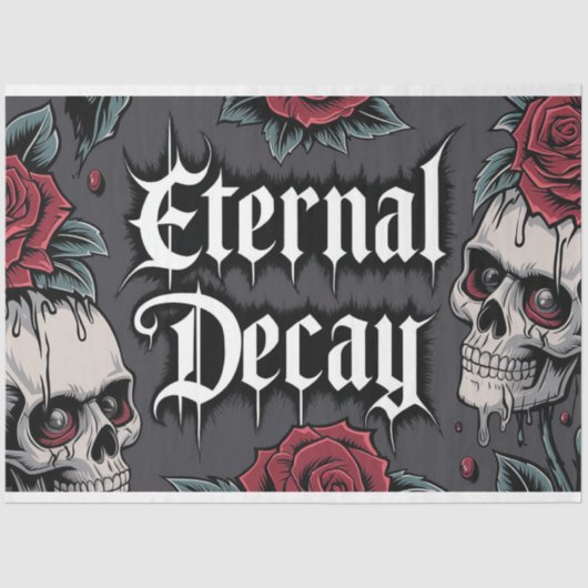 Eternal Decay" Gotische schedel en Roos Tissuepapier (Voorkant)