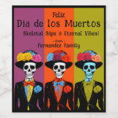 💀  Eternal Elixir Dia de Muertos Wijn Etiket (Enkel label)