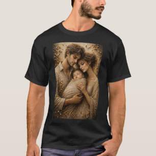 Eternal Embrace 3D Micro Mozaïek Familie Portret  T-shirt