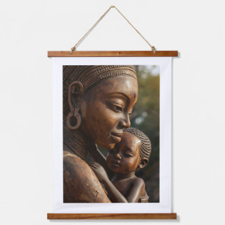 "Eternal Embrace" – Hand-Carved African Mother & C Hangend Wandkleed