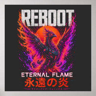 Eternal Flame Illustratie – Phoenix van Neon Vuur Poster