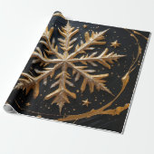 Eternal Frost – Golden Snowflake Glam Gift Wrap Cadeaupapier (Uitgerold)