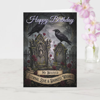 Eternal Gothic Lovers Dark Cemetery Raven Birthday Kaart