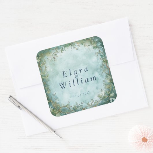 Eternal Grace Elven Wedding Vierkante Sticker (Envelop)
