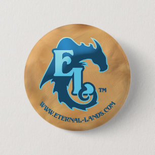 Eternal Lands Logo-knop, blauw Ronde Button 5,7 Cm
